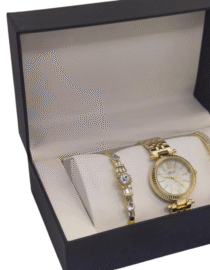 طقم ساعة  ذهبي مع أساور